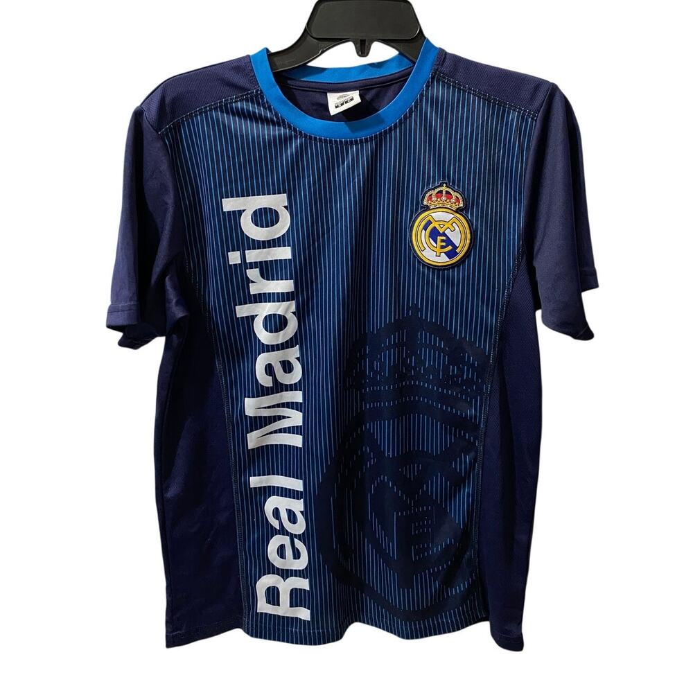 REAL MADRID SOCCER JERSEY — Blue Training Shirt Men's Size Small